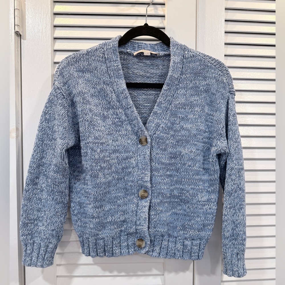 LOFT Blue Knit Cardigan Sweater